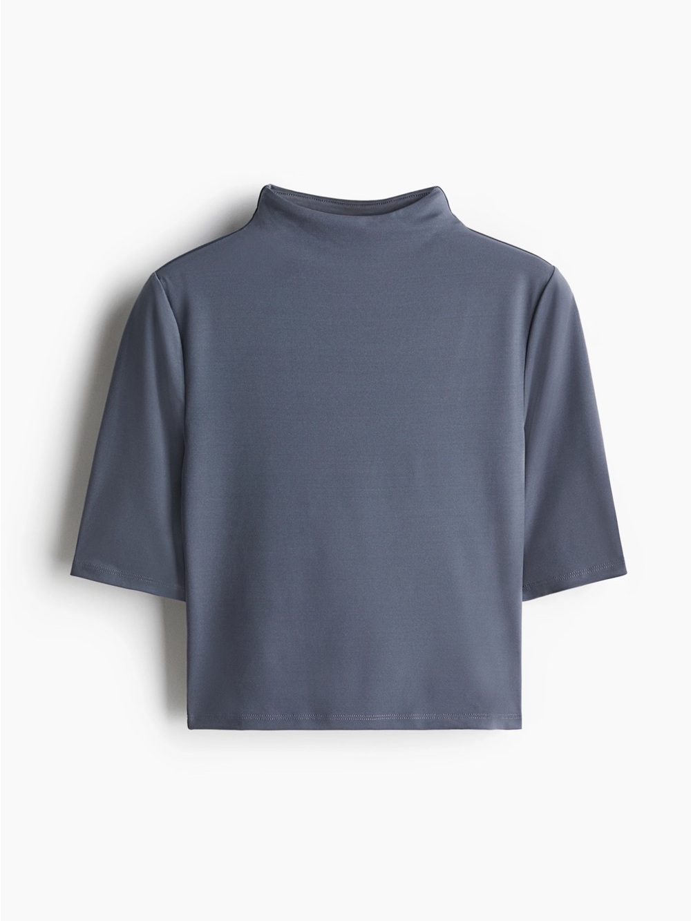 H&M blue-grey microfiber mock turtleneck top
